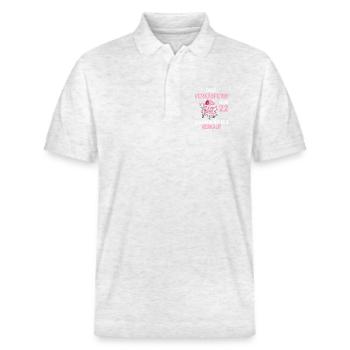 22 Geburtstag Verkäuferin Einzelhandel Spruch - Stanley/Stella Unisex Bio-Poloshirt PREPSTER - Weiß meliert - Vorne - Roxy (174cm) & Andy (188cm)