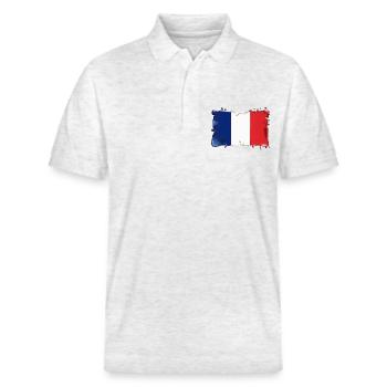 DRAPEAU DRAPEAU DE LA FRANCE - Polo PREPSTER bio Stanley/Stella Unisexe - blanc chiné - Devant - Roxy (174cm) & Andy (188cm)