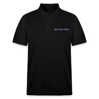 SMALLTALK SUCKS - Spread it! - Stanley/Stella Unisex Bio-Poloshirt PREPSTER - Schwarz - Vorne - Roxy (174cm) & Andy (188cm)