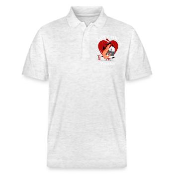 Sushi - love me tender - Stanley/Stella Unisex Organic Polo Shirt PREPSTER - heather white - Front - Roxy (174cm) & Andy (188cm)