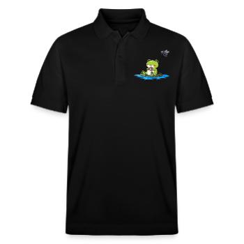Grenouille avec tasse de café ou de thé - Polo PREPSTER bio Stanley/Stella Unisexe - noir - Devant - Roxy (174cm) & Andy (188cm)