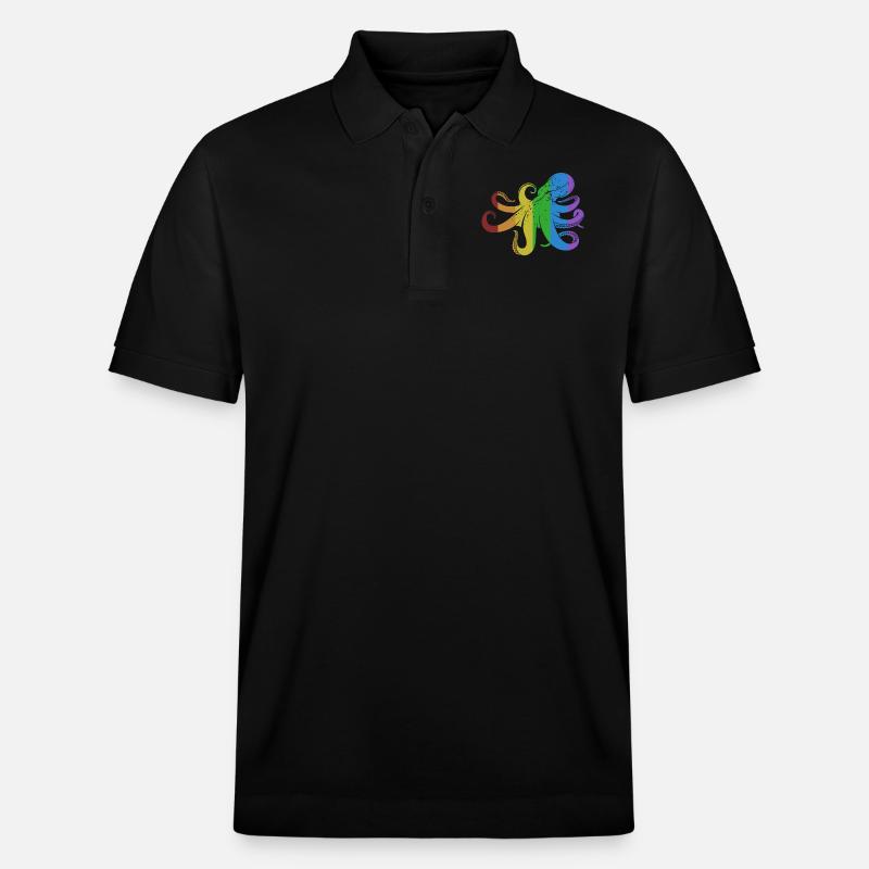 Pieuvre LGBT Arc-en-ciel Octopodes Octopoda - Polo PREPSTER bio Stanley/Stella Unisexe - noir