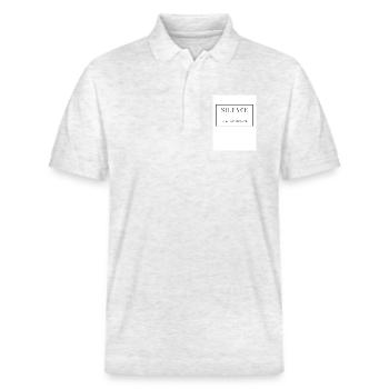 Silence, Strength and Serenity on Textile - Stanley/Stella Unisex Organic Polo Shirt PREPSTER - heather white - Front - Roxy (174cm) & Andy (188cm)