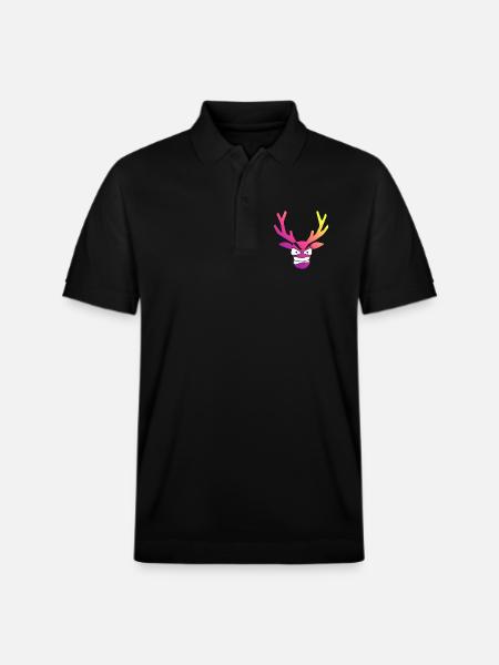 Irisierender Wütender Weihnachtshirschkopf - Stanley/Stella Unisex Bio-Poloshirt PREPSTER - Schwarz