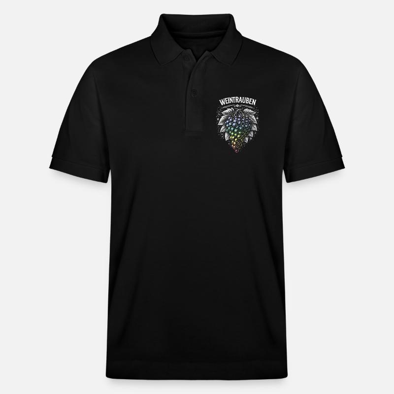 Weintrauben Regenbogen Motiv - Stanley/Stella Unisex Bio-Poloshirt PREPSTER - Schwarz