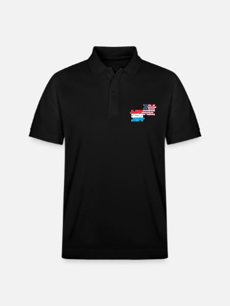 Luxembourg USA Flag American Luxembourger - Stanley/Stella Unisex Organic Polo Shirt PREPSTER - black