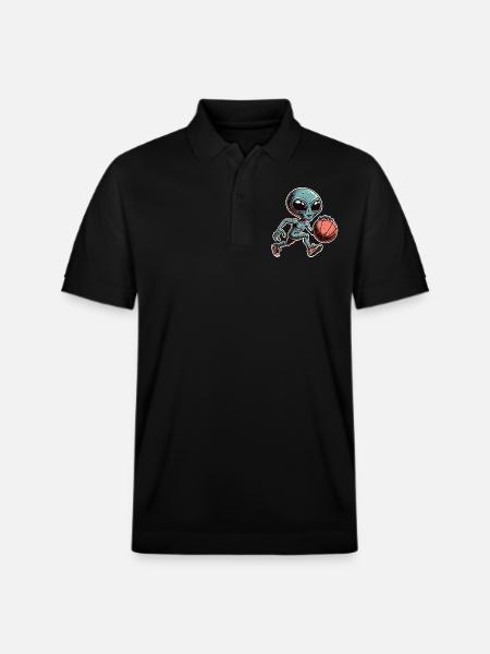 Alien Basketball Dunking - Stanley/Stella Unisex Organic Polo Shirt PREPSTER - black