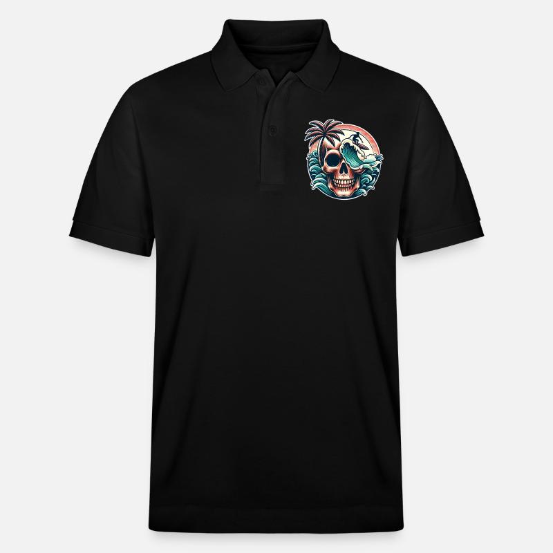 Crâne de surfeur de surf - Polo PREPSTER bio Stanley/Stella Unisexe - noir