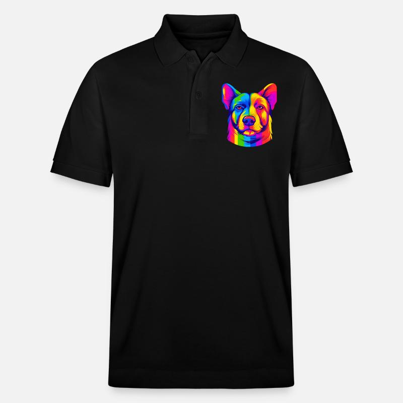 Regenbogen Hund - Stanley/Stella Unisex Bio-Poloshirt PREPSTER - Schwarz