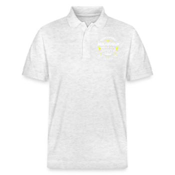 SCHONEND BEHANDELN 25. GEBURTSTAG - Stanley/Stella Unisex Bio-Poloshirt PREPSTER - Weiß meliert - Vorne - Roxy (174cm) & Andy (188cm)