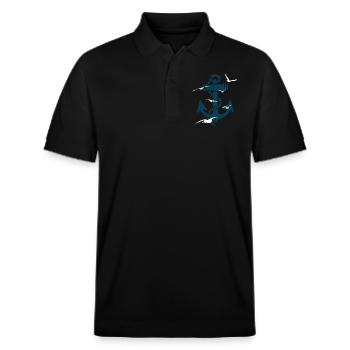 Möwen Traum vom Fliegen - Anker Geschenk - Stanley/Stella Unisex Bio-Poloshirt PREPSTER - Schwarz - Vorne - Roxy (174cm) & Andy (188cm)