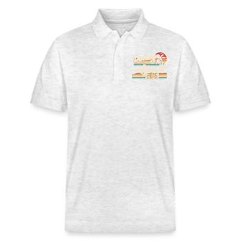 April 2015 Geburtstag Vintage Geschenkidee 2015 - Stanley/Stella Unisex Bio-Poloshirt PREPSTER - Weiß meliert - Vorne - Roxy (174cm) & Andy (188cm)