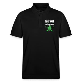 Cadeau pour le vieil homme dans le club de tir | Rétro - Polo PREPSTER bio Stanley/Stella Unisexe - noir - Devant - Roxy (174cm) & Andy (188cm)