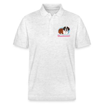 Bernhardiner Hundemama Bernhardshund Geschenk - Stanley/Stella Unisex Bio-Poloshirt PREPSTER - Weiß meliert - Vorne - Roxy (174cm) & Andy (188cm)