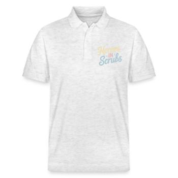 nurse in intensive care, - Stanley/Stella Unisex Organic Polo Shirt PREPSTER - heather white - Front - Roxy (174cm) & Andy (188cm)