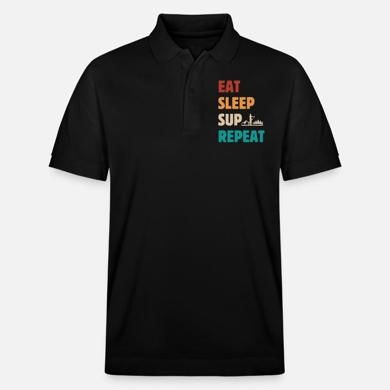 Eat Sleep SUP Repeat - Polo PREPSTER bio Stanley/Stella Unisexe - noir