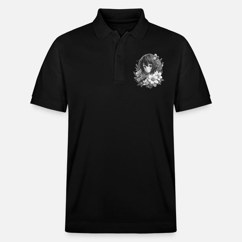Mädchen mit Blumen 🌸 - 2 - Stanley/Stella Unisex Bio-Poloshirt PREPSTER - Schwarz