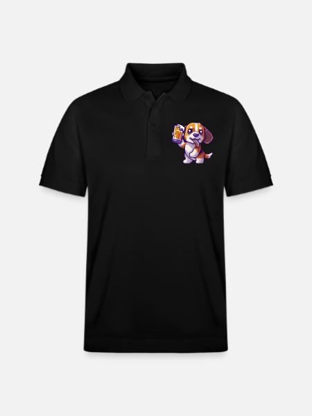 Beagle Hunde Pixel Bier - Stanley/Stella Unisex Bio-Poloshirt PREPSTER - Schwarz