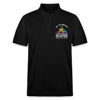 Pilates Grandpa - Pour Pilates Grand-père pour le cours de Pilates - Polo PREPSTER bio Stanley/Stella Unisexe - noir - Devant - Roxy (174cm) & Andy (188cm)