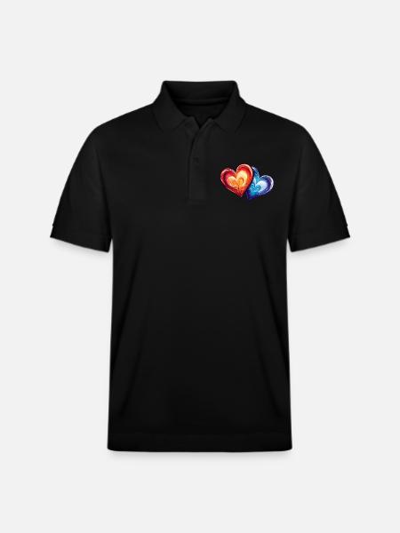 Bunte Herzen - Stanley/Stella Unisex Bio-Poloshirt PREPSTER - Schwarz