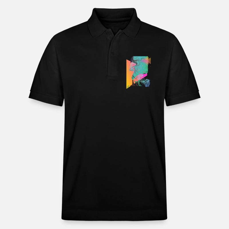 abstraktes Gesicht - Stanley/Stella Unisex Bio-Poloshirt PREPSTER - Schwarz
