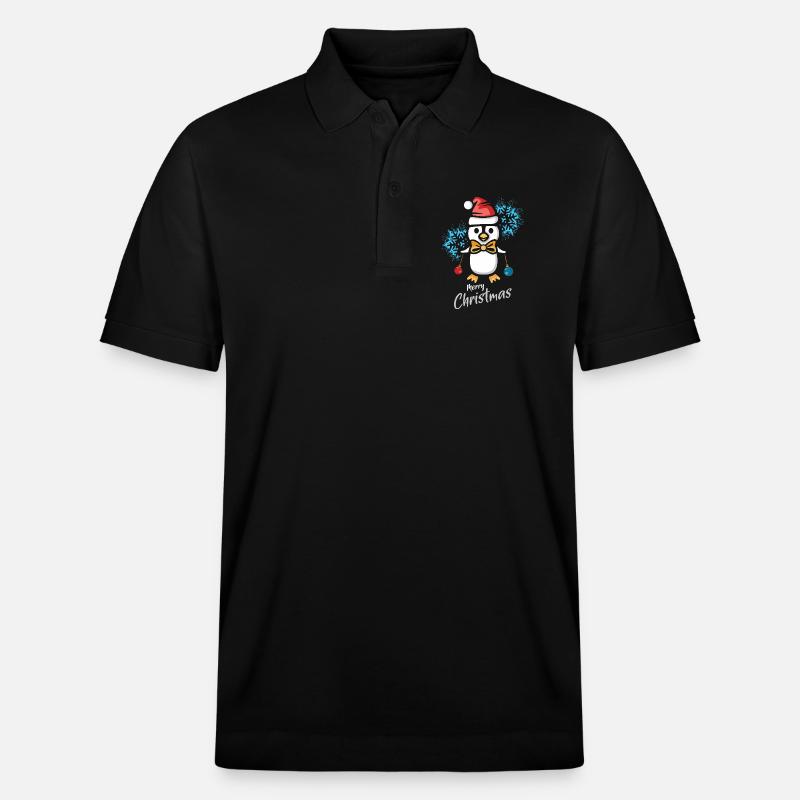 Weihnachtspinguin mit Schneeflocken - Stanley/Stella Unisex Bio-Poloshirt PREPSTER - Schwarz