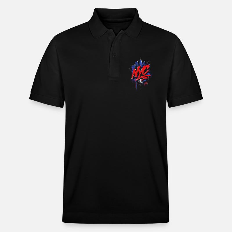 NYC Graffiti Skyline Splash - Stanley/Stella Unisex Bio-Poloshirt PREPSTER - Schwarz