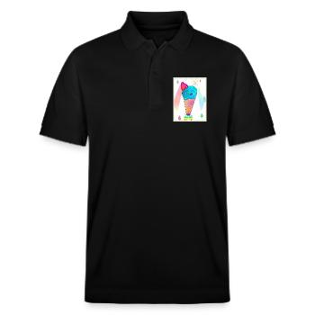 Kunterbunte Kawaii-Eiscreme - Stanley/Stella Unisex Bio-Poloshirt PREPSTER - Schwarz - Vorne - Roxy (174cm) & Andy (188cm)
