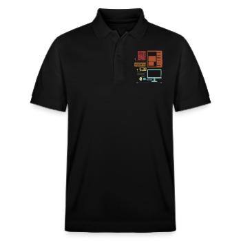 Retro Hardware Admin IT-Betrieb Informatiker - Stanley/Stella Unisex Bio-Poloshirt PREPSTER - Schwarz - Vorne - Roxy (174cm) & Andy (188cm)