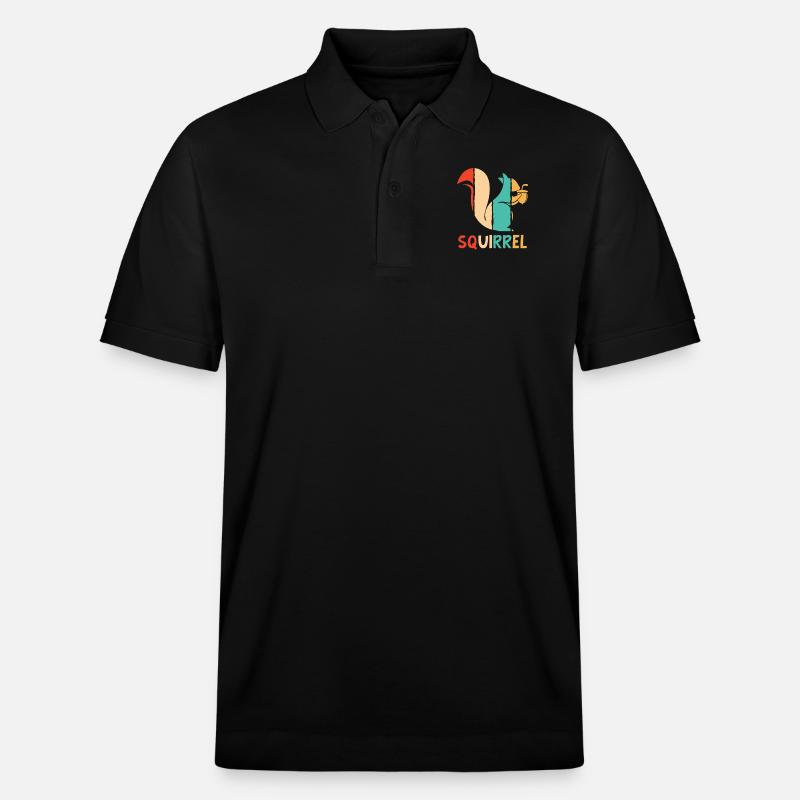 Écureuil gris rétro Fox Squirrel - Polo PREPSTER bio Stanley/Stella Unisexe - noir