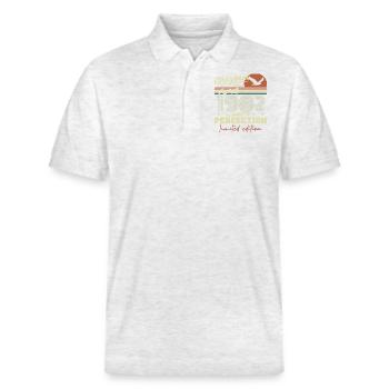 April 1982 Gift | 43rd Anniversary April 1982 - Stanley/Stella Unisex Organic Polo Shirt PREPSTER - heather white - Front - Roxy (174cm) & Andy (188cm)