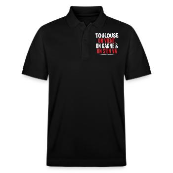 Rugby Toulouse Humour Cadeau Supporter Rugby - Polo PREPSTER bio Stanley/Stella Unisexe - noir - Devant - Roxy (174cm) & Andy (188cm)
