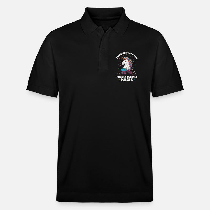 Einhorn Rollschuhlaufen - Stanley/Stella Unisex Bio-Poloshirt PREPSTER - Schwarz