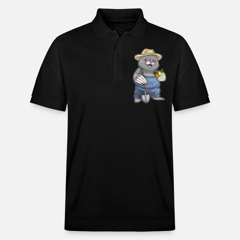 Mole Farmer Vegetables - Stanley/Stella Unisex Organic Polo Shirt PREPSTER - black