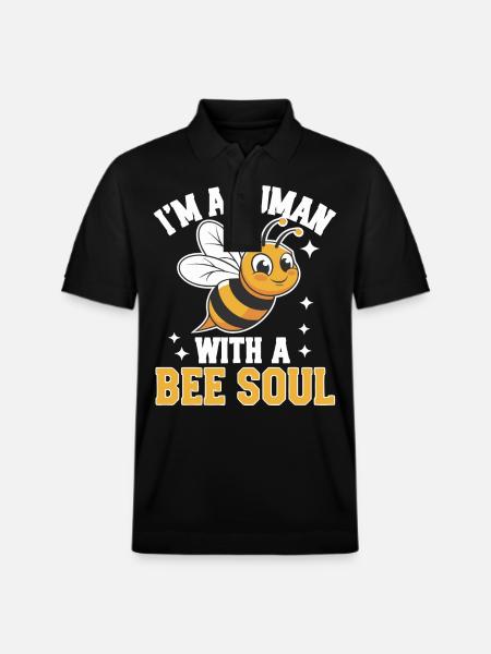 honey bee beekeeper bees bee - Stanley/Stella Unisex Organic Polo Shirt PREPSTER - black