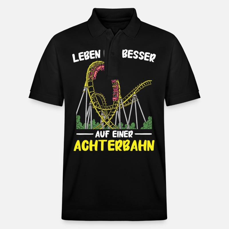 Achterbahn Freizeitpark Roller Coaster - Stanley/Stella Unisex Bio-Poloshirt PREPSTER - Schwarz