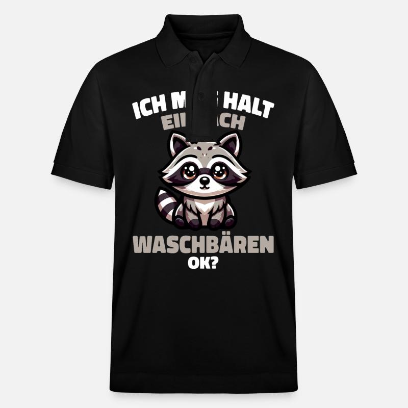 Waschbär Tier Barbados-Waschbär - Stanley/Stella Unisex Bio-Poloshirt PREPSTER - Schwarz