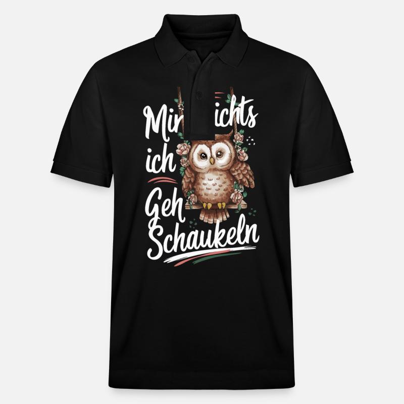 Nachteule Eule Eulen Vogel - Stanley/Stella Unisex Bio-Poloshirt PREPSTER - Schwarz