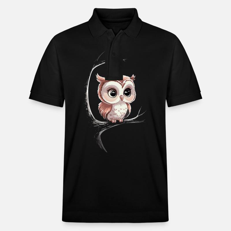 Nachteule Eule Eulen Vogel - Stanley/Stella Unisex Bio-Poloshirt PREPSTER - Schwarz
