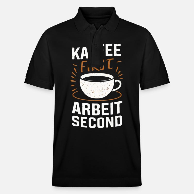 Kaffee Coffee Kaffeetrinker Kaffeeliebhaber - Stanley/Stella Unisex Bio-Poloshirt PREPSTER - Schwarz