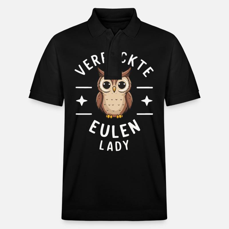 Nachteule Eule Eulen Vogel - Stanley/Stella Unisex Bio-Poloshirt PREPSTER - Schwarz