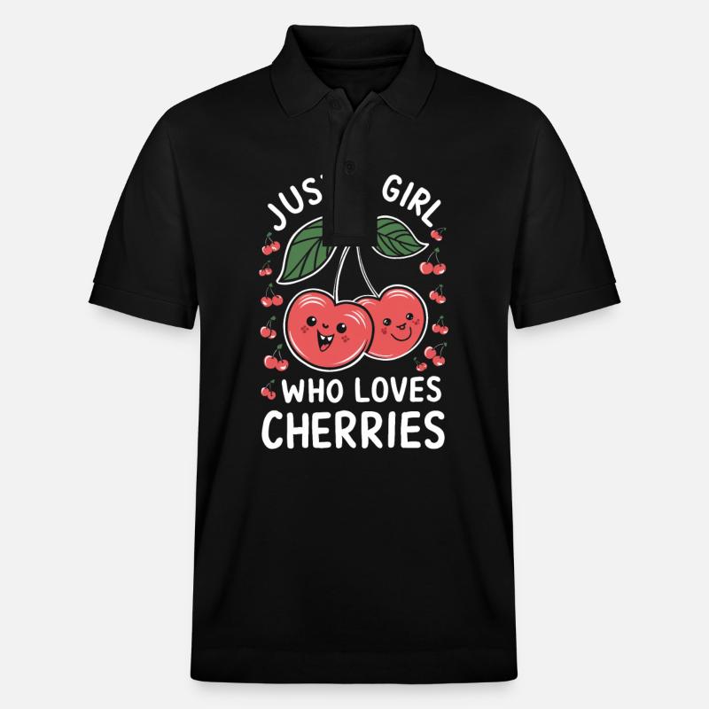 Kirsche Kirschen Früchte Essen - Stanley/Stella Unisex Bio-Poloshirt PREPSTER - Schwarz