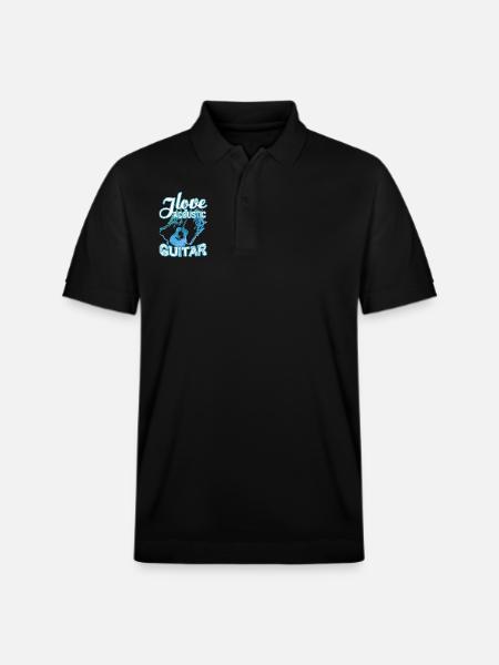 I Love Acoustic Guitar - Stanley/Stella Unisex Organic Polo Shirt PREPSTER - black