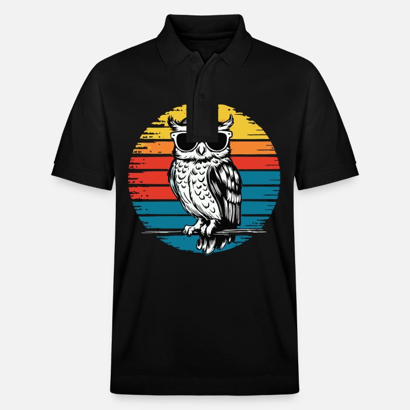 Nachteule Eule Eulen Vogel - Stanley/Stella Unisex Bio-Poloshirt PREPSTER - Schwarz
