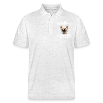Parler Le Chihuahua Humour Chien Chihuahua - Polo PREPSTER bio Stanley/Stella Unisexe - blanc chiné - Devant - Roxy (174cm) & Andy (188cm)