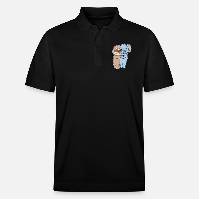 Dovendyr og koala krammer - kram - Stanley/Stella PREPSTER økologisk unisex poloshirt - sort