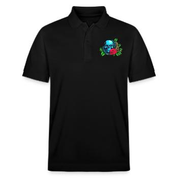 Skulls 'n' Roses - Blue Skull - Stanley/Stella Unisex Organic Polo Shirt PREPSTER - black - Front - Roxy (174cm) & Andy (188cm)