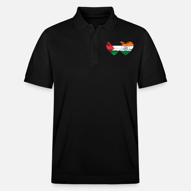 Palestine Inde Drapeau Coeur Utilisé - Polo PREPSTER bio Stanley/Stella Unisexe - noir