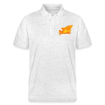 Geschenkidee für ROUX | REGUQUIN | Roter Hai - Stanley/Stella Unisex Bio-Poloshirt PREPSTER - Weiß meliert - Vorne - Roxy (174cm) & Andy (188cm)