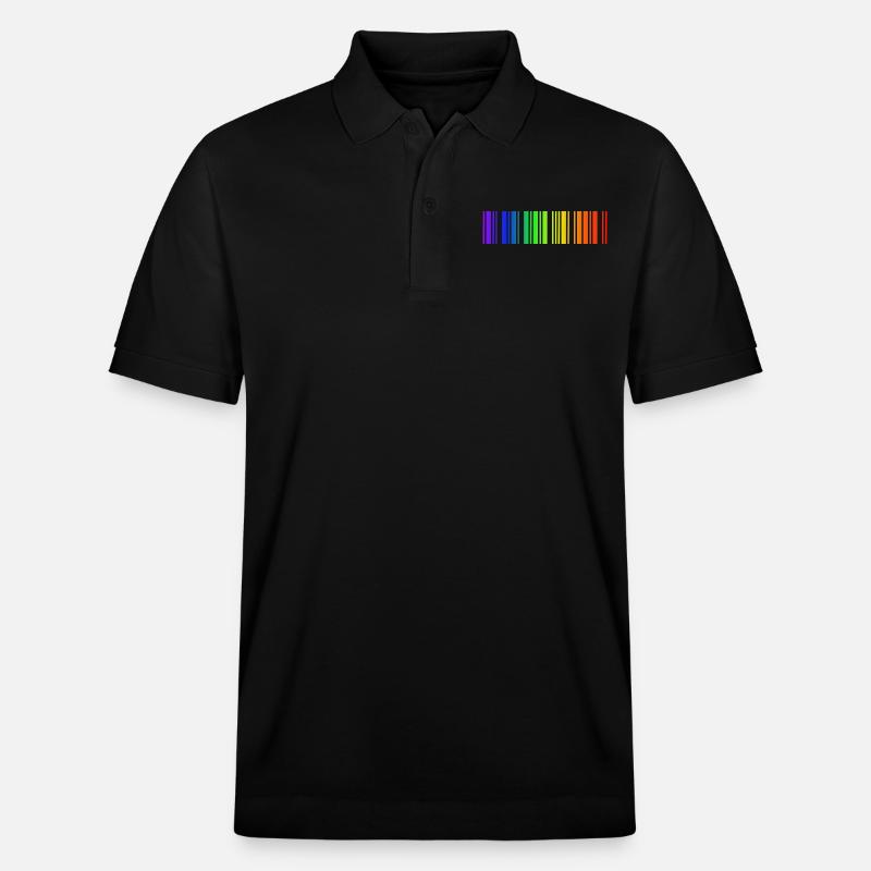 Regenbogen Strichcode, LGBT - Stanley/Stella Unisex Bio-Poloshirt PREPSTER - Schwarz